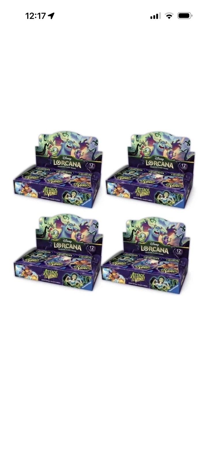 Disney LORCANA TCG SEALED Case 4x Box ATTACK OF THE VINE - 24 packs per box